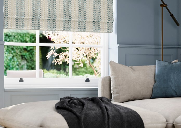 Land & Shore Fintra Stripe, Teal - Roman Blind - Image 5